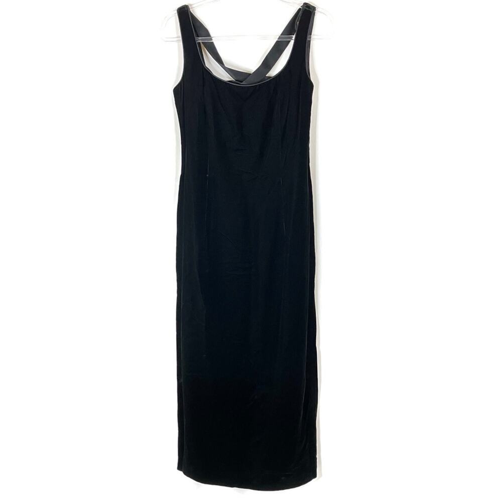 A.J. Bari Vintage Black Velvet Corset Back Fitted Dress Sleeveless Womens 10